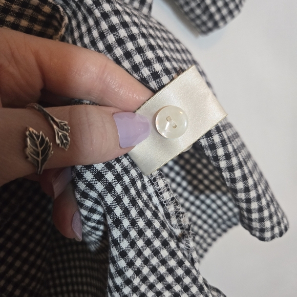 Vintage Allison Daley Gingham Embroidered Cotton Blend Collared Shirt Small - Picture 6 of 9